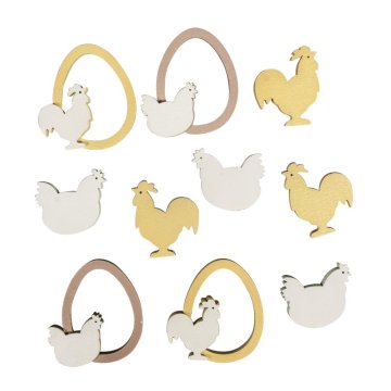 Rayher.	 Leseni okraski Piščančki&Jajčka, 2.5-4cm, set 10
