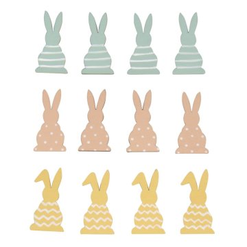 Rayher.	 Leseni okraski, Zajčki, pastelni, samolepilni, 4x2cm, set12
