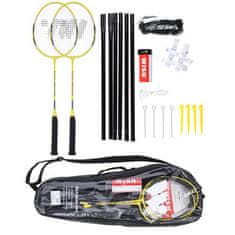 WISH 4466 Komplet loparjev za badminton rumeni 2 kosa + puščice 3 kosi + mreža + črte želja