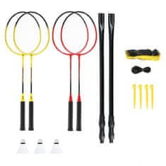 NILS NRZ264 Aluminium / Badminton Set 4 loparji + 3 peresne puščice + mreža 600x60cm + prevleka