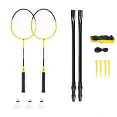 NILS NRZ262 Aluminium / Badminton Set 2 loparja + 3 puščice s perjem + mreža 600x60cm + prevleka