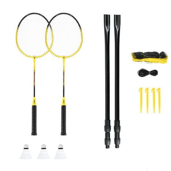 NILS NRZ262 Aluminium / Badminton Set 2 loparja + 3 puščice s perjem + mreža 600x60cm + prevleka