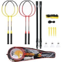NILS NRZ264 Aluminium / Badminton Set 4 loparji + 3 peresne puščice + mreža 600x60cm + prevleka