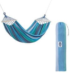 NILLS CAMP NC9004 Modra-temno modra viseča mreža z lesenim nosilcem 70 cm in kovinskim ročajem