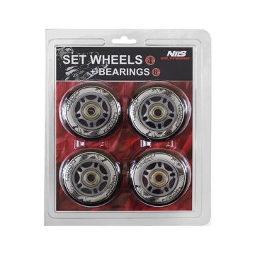 shumee PU 76x24 82A ČRNI (4 kosi) + ABEC-9 (8 kosi) NILS EXTREME SET