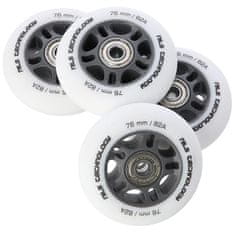 Nils Extreme PU 76x24 82A White Matte (4 kosi) + ABEC-9 (8 kosov) Set