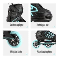 shumee NA19318 ČRNI TURKIZNI ROLERI VEL. M (35-38) NILS EXTREME