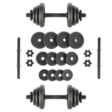 ONE Fitness STO20 Črna 2 x 9 kg uteži v kovčku