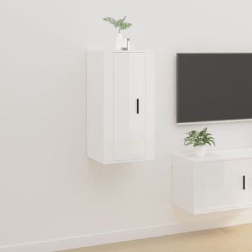 Vidaxl vidaXL Stenska TV omarica visok sijaj bela 40x34,5x80 cm