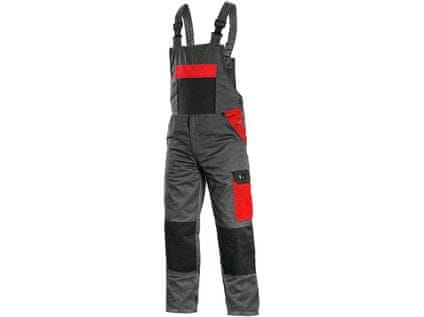 CXS Delovne hlače z oprsnikom PHOENIX CRONOS, moške, sivo-rdeče