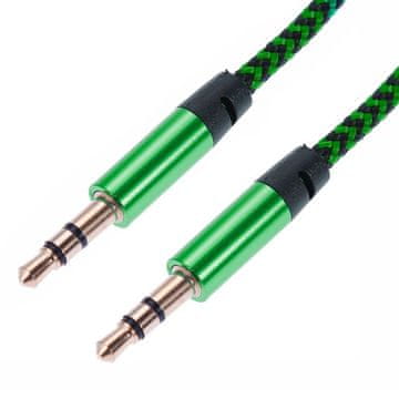 Northix 1m pleten 3,5 mm pomožni kabel - zelen