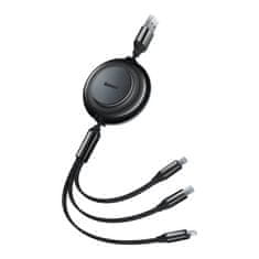 BASEUS CAMJ010001 Bright Mirror Cable 3v1 MicroUSB/USBC/Lightning 3.5A 1.1m Black