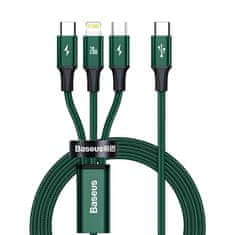 BASEUS Rapid 3v1 kabel USB-C - USB-C / Lightning / micro USB 20 W 1,5 m zelen