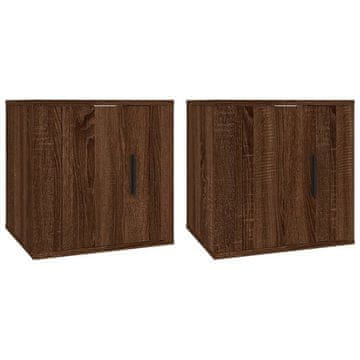 Vidaxl Stenska TV omarica 2 kosa rjav hrast 40x34,5x40 cm