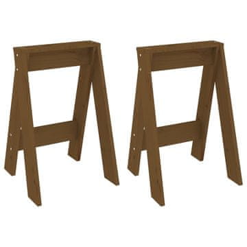 Vidaxl Stolček 2 kosa medeno rjave barve 40x40x60 cm trdna borovina