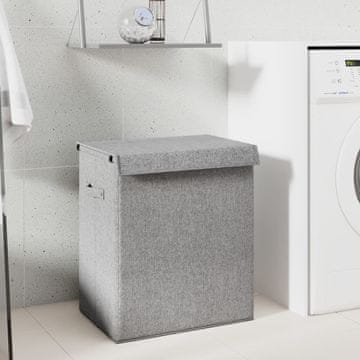 Vidaxl vidaXL Zložljiva košara za perilo siva 51x34,5x59 cm umetno laneno perilo