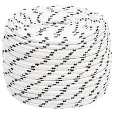 Vidaxl Pletena vrv za čoln bela 12 mm x 25 m poliester