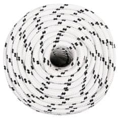 Vidaxl Pletena vrv za čoln bela 12 mm x 25 m poliester