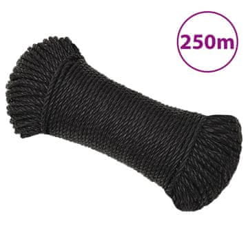 Vidaxl Delovna vrv črna 3 mm 250 m polipropilen