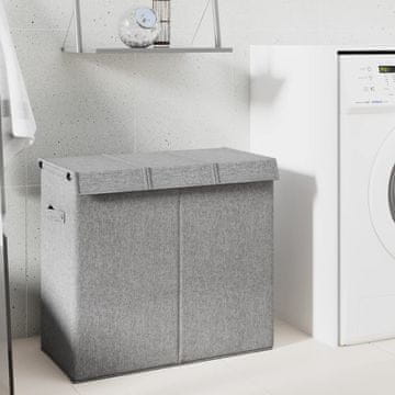 Vidaxl vidaXL Zložljiva košara za perilo siva 64,5x34,5x59 cm umetno laneno perilo