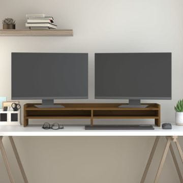 Vidaxl vidaXL Stojalo za monitor medeno rjave barve 100x24x16 cm masivni bor