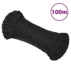 Vidaxl Delovna vrv črna 3 mm 100 m polipropilen