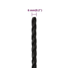 Greatstore Delovna vrv črna 6 mm 100 m polipropilen