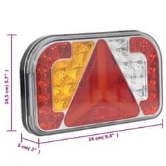 Vidaxl Zadnje luči 2 kosa rdeče 24x5x14,5 cm 12V LED žarnica