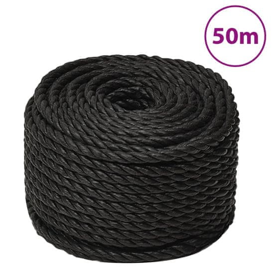 shumee vidaXL Delovna vrv črna 20 mm 50 m polipropilen