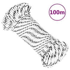 Vidaxl Pletena vrv za čoln bela 5 mm x 100 m poliester