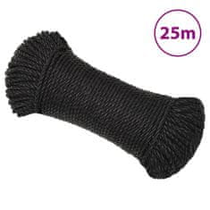 Greatstore Delovna vrv črna 6 mm 25 m polipropilen