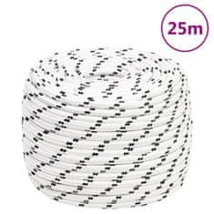 Vidaxl Pletena vrv za čoln bela 12 mm x 25 m poliester