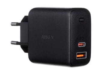 Aukey AUKEY PA-B3 črn mobilni polnilec z USB Power Delivery – 65W, notranja uporaba, univerzalna združljivost