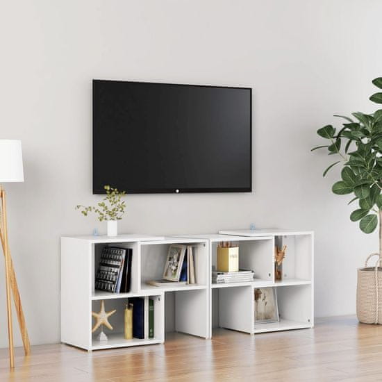 Greatstore TV omarica visok sijaj bela 104x30x52 cm iverna plošča