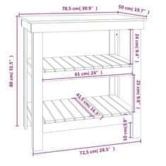 Vidaxl Delovna miza bela 78,5x50x80 cm trdna borovina