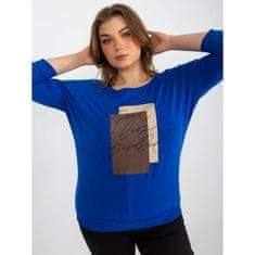 RELEVANCE Ženska bluza z napisom plus size DORRIS temno modra RV-BZ-8482.21P_393473 Univerzalni