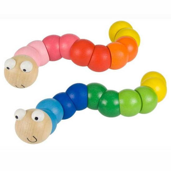 Bigjigs Toys Lesene igrače - barvni črv rdeče barve