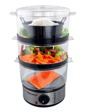 Esperanza Para kuhalnik Esperanza EKG009, nerjaveča jeklena košara, moč 400 W, prostornina 7,5 L, enostavno čiščenje, 3 košare