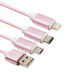 Northix Polnilni kabel 3 v 1 - roza 