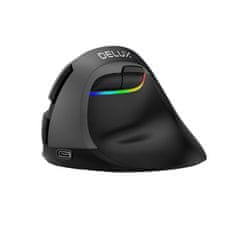 Delux Brezžična vertikalna miška Delux M618Mini BT+2.4G RGB 4000DPI (železno siva)