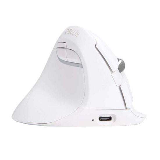 Delux Delux M618ZD BT+2.4G brezžična vertikalna miška za levičarje (bela)
