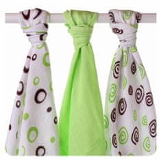 XKKO BMB Bambusova plenica Spirals&Bubbles 70x70 - Lime MIX (3 kom)