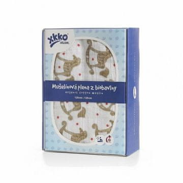 XKKO  Organic bombažna plenica 120x120, skakalni konji zlato