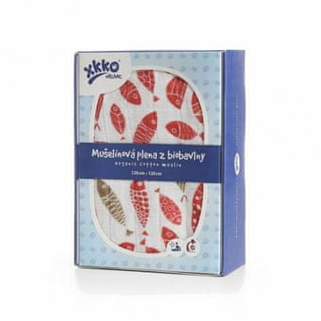 XKKO  ekološka bombažna plenica 120x120, zlata ribica