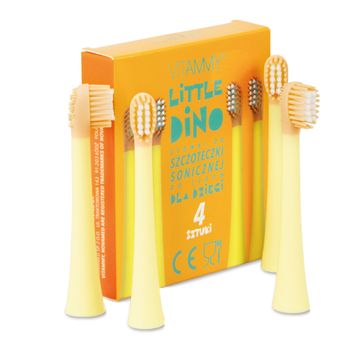 Vitammy LITTLE DINO Nadomestne glave za otroške sonične ščetke (4 kosi – Rumene)