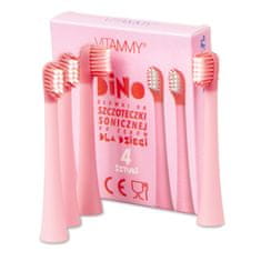 Vitammy DINO, Rezervni ročaji za DINO zobne ščetke, roza, 4 kosov