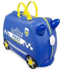 Trunki kovček s kolesi, policijski avto Percy + nalepke, od 3r +