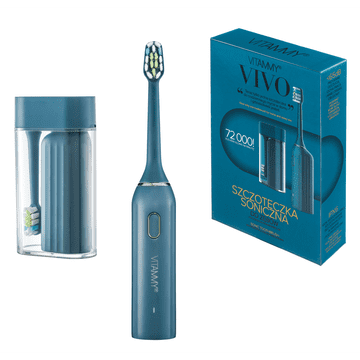 Vitammy VIVO Kompaktna sonična zobna ščetka s etuijem in USB-C – Temno modra (Navy)
