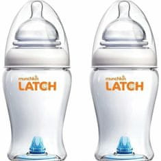 Munchkin LATCH, Komplet otroških stekleničk z ventilom proti kolikam, 240ml, od 0m+, 2kom