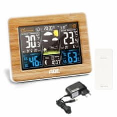 ADE WS1703 Večnamenska lesena vremenska postaja s prikazovalnikom temperature in električnim napajan